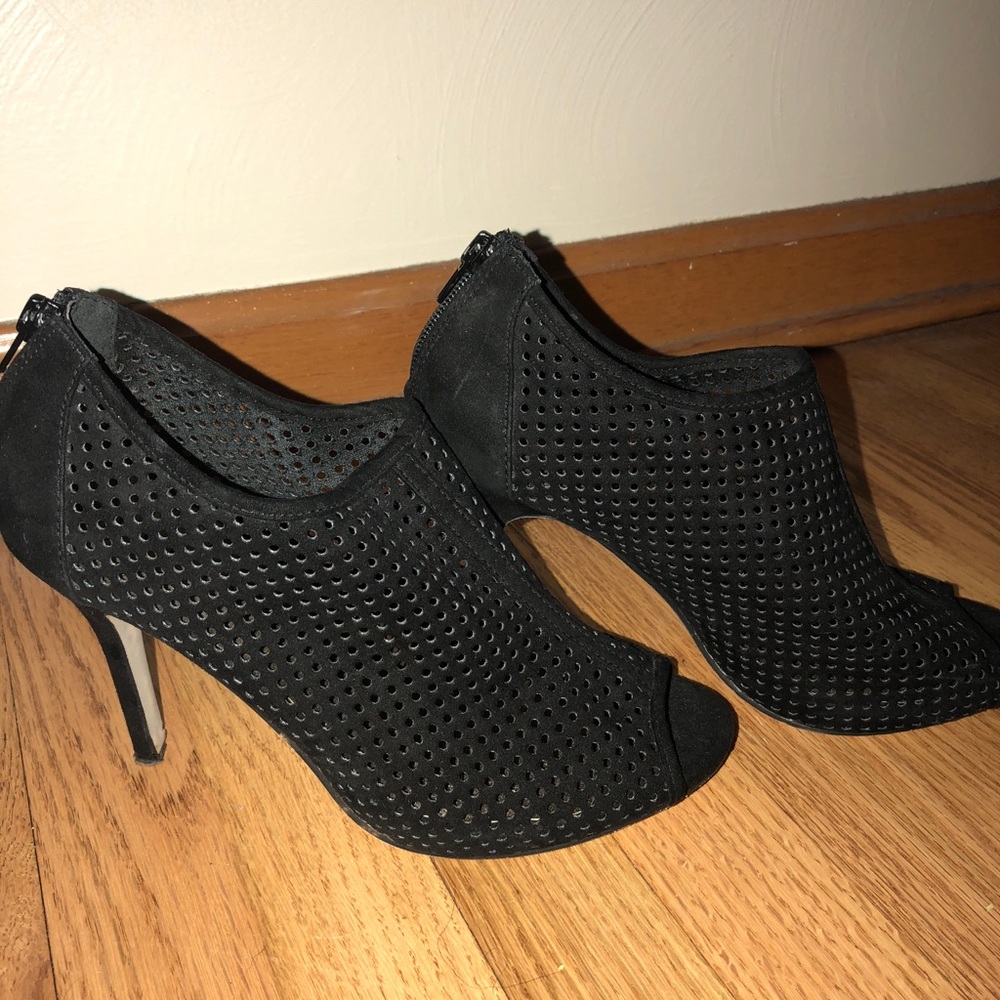 Simple black bootie heels
